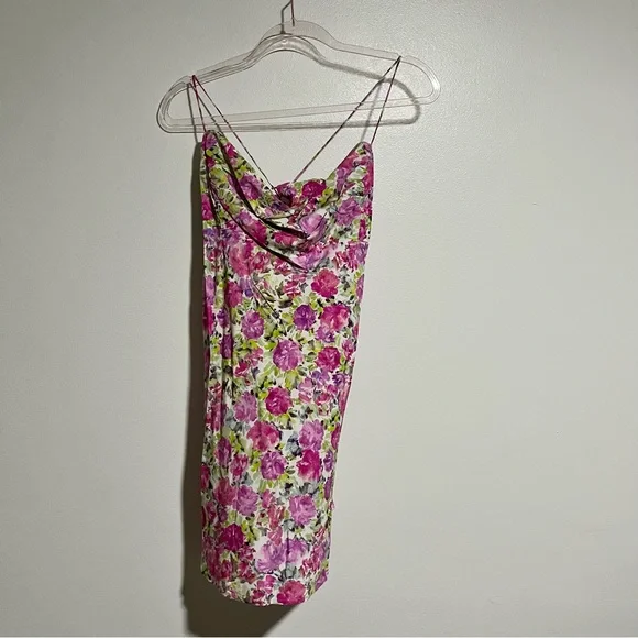 New For Love and Lemons Paulina pink and green floral lace up mini dress XL - Picture 7 of 9